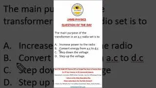 Transformers - JAMB Physics Question of the Day 