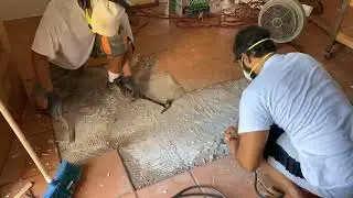 Home renovation timelapse: Tile repair preparation.