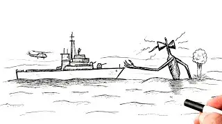How to draw a Siren Head attacking Military ship