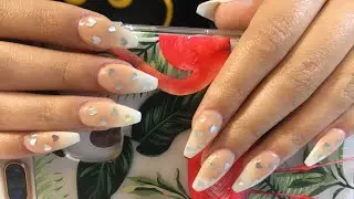 Uñas Acrílicas Baby Boomer Capuchino y Corazones 💕 ( Acrylic Nails)