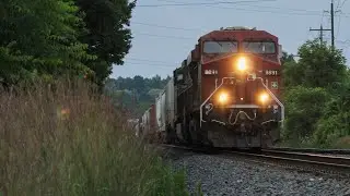 CP 8891 leads CPKC 529 Westbound at Dobbie Drive, in Killean, Ontario