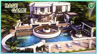Base Game Delight Mansion + Round Sofa & Pool 💚[No CC] - Sims 4 Speed Build | Kate Emerald
