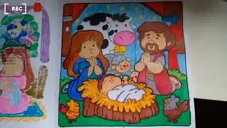 Colorindo com Deus Pai,  desenho do nascimento de Jesus, 1°EP