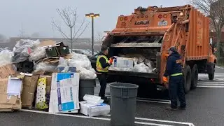 Garbage Trucks on Heavy Manual Commercial: Leach 2R-II Rear Loader and Heil Half-Pack Front Loader