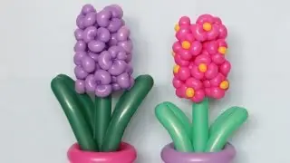 Hyacinth flower of balloons - twisting tutorial (Subtitles)