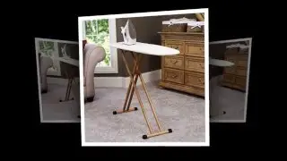 Household Essentials Fibertech Top Ironing Board with Bamboo Legs and Natural Cover NY