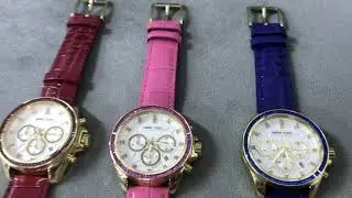 The model watch with leather strap for three colors