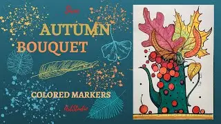 Autumn bouquet. Colored markers.