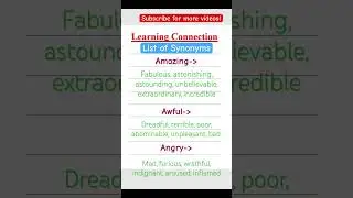 List of synonyms English vocabulary improve your vocabulary learn English spoken english 