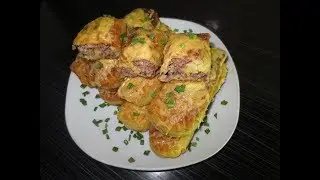 Картофельные рулетики с фаршем.Рулеты в духовке с мясом и сыром