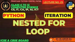 NESTED FOR LOOP IN HINDI-PYTHON NESTED LOOP-EXAMPLE CODE EXECUTION- ITERATION-OUTER-INNER LOOP-TUTOR