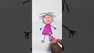 #shorts|Drawing girl 👧 |coloring for kids & toddlers|lets draw, paint together|beginer draw|