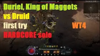 Diablo IV season 2 Druid Pulverize Duriel King of Maggots WT4 solo  HARDCORE