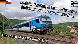 ComfortJet (RailJet) from Kiel via Hamburg, Berlin & Dresden in Germany to Prague, Czech Republic