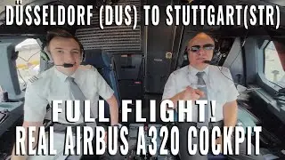 AIRBUS COCKPIT FULL FLIGHT! TO STUTTGART 🇩🇪  (STR) FROM DÜSSELDORF 🇩🇪 (DUS) REAL AIRPLANE! | 5 cam