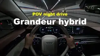 2025 Hyundai Grandeur hybrid black exterior POV night drive