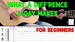 WHAT A DIFF'RENCE A DAY MAKES | Guitar melody lesson for BEGINNERS(tabs & BTRACK) - Dinah Washington