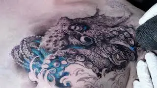 Татуировка осьминог – от эскиза до результата | Octopus Tattoo Time Lapse