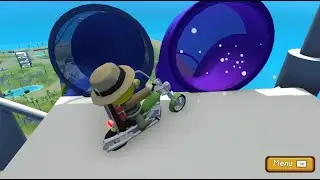 MOTORCYCLE DOWN THE WATER SLIDE! (Modded Wobbly Life)