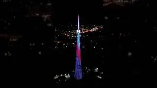Красивая подсветка телебашни в Новосибирске