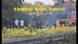 Car in Flame - Highway Split - Zagreb, Croatia