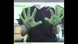 RaspberryPi4 CPU only + RaspberryPi OS 64bit + Python3.7 + MediaPipe Hand Detection, 9 FPS
