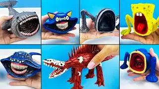 Making monsters with CLAY 🌊 Bloop & Sea Eater & El Gran Maja & Infected Sky & Shin Sonic & SpongeBob