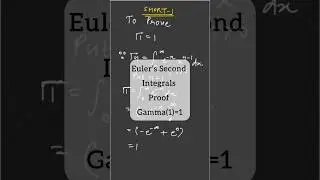 Proof Gamma(1)=1 | Euler’s Second Integral #rtu