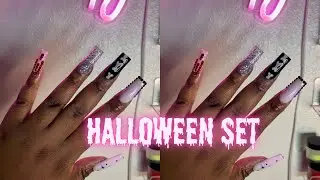 Basic baddie halloween nails | *full detail*| #halloween2023  #nailart