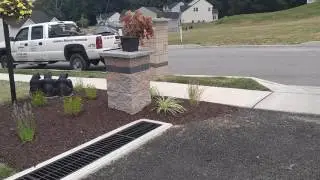 Front entranceway driveway columns and built in mailbox hardscape Hanover PA - Ryan's Landscaping