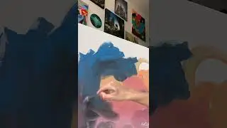 Using lots of acrylic colors to create clouds #artwork #acrylicpainting #cloudpainting