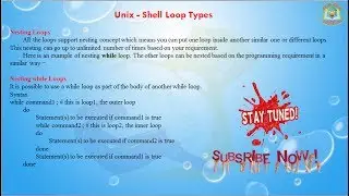Lesson - 06 : Shell Scripting - Shell Loop Types in Unix