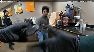 Bodycam Woman Attacks Officers With Coffee Cup During Hotel Arrest
