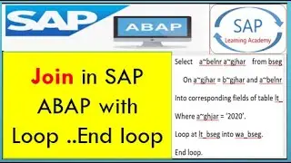 How to write Join in Loop in SAP ABAP Programming | Loop ..End Loop with join in SAP ABAP
