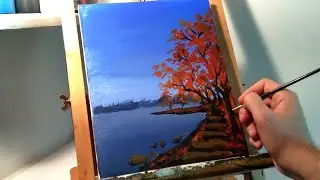 رسم منظر طبيعي للمبتدئين بالالوان الاكريليك