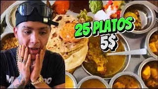 25 Platos de Comida por 5$ en la India. El Famoso Thali del Rajasthan!