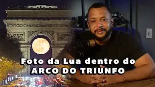 Foto da Lua dentro do Arco do Triunfo em Paris na França
