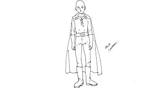 MENGGAMBAR SAITAMA - ONE PUNCH MAN