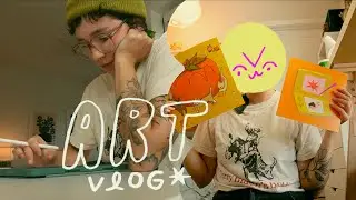 art vlog 🪑 new prints, daiso haul, tons of digi drawing~