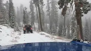 A small group of Broncos head up to the hills for a mellow drive in the snow.