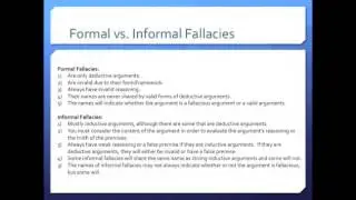 Formal vs. Informal Fallacies