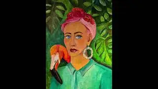 projektarbete självporträtt inspirerat av Frida Kahlo