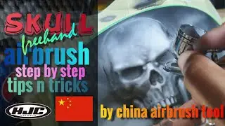 skull freehand by china airbrush tool | how to airbrush skull frehand tips and tricks