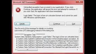 login failed the login is from an untrusted domain and cannot be used with windows authentication