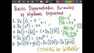 Basic Differentiation Formulas of Algebraic Functions
