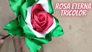 ROSA ETERNA TRICOLOR CON LISTON, FACIL DE HACER, EXPLICADO PASO A PASO