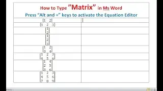 How to type Matrix in Ms Word