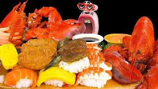 (SUB) Lobster, Salmon Sushi, Shrimp Sushi, Egg Sushi Eating Show | REALMOUTH ANIMATION ASMR MUKBANG