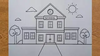 How to Draw a School (Very Easy) Drawing a School for Beginners