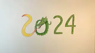 Как нарисовать символ 2024 с драконом